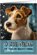 Fox Terrier O Holy Night Christmas card