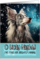 Chinese Crested Dog O Holy Night Christmas card
