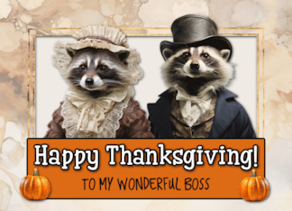 Boss Thanksgiving Pilgrim Raccoon Couple