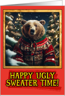 Brown Bear Ugly Sweater Christmas card