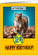 24 Years Old Happy Birthday Squirrel and Nuts card