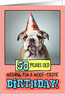 58 Years Old Happy Birthday Bulldog Puppy card