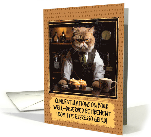 Retirement Congratulations Barista Cat card (1791284)