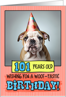 101 Years Old Happy Birthday Bulldog Puppy card