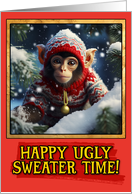 Spider Monkey Ugly Sweater Christmas card
