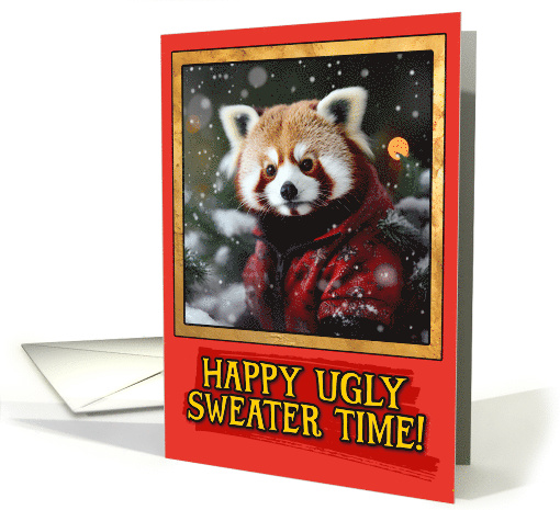 Red Panda Bear Ugly Sweater Christmas card (1791934)