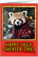 Red Panda Bear Ugly Sweater Christmas card