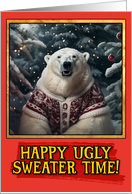 Polar bear Ugly Sweater Christmas card