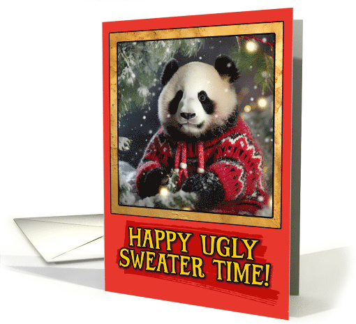Panda bear Ugly Sweater Christmas card (1791946)