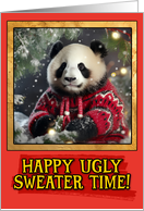 Panda bear Ugly Sweater Christmas card