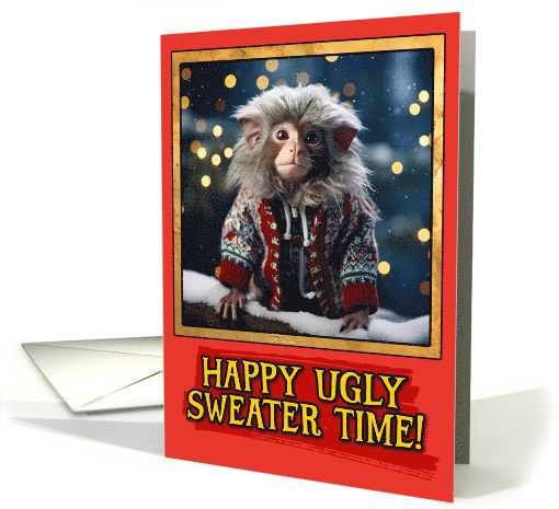 Marmoset Monkey Ugly Sweater Christmas card (1791952)
