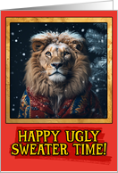 Lion Ugly Sweater Christmas card