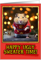 Hamster Ugly Sweater Christmas card