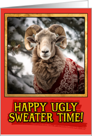 Bighorn Sheep Ugly Sweater Christmas card