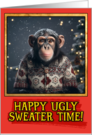 Chimpanzee Ugly Sweater Christmas card