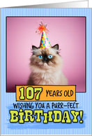107 Years Old Happy Birthday Himalayan Cat card