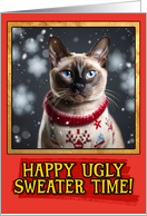 Siamese Cat Ugly Sweater Christmas card