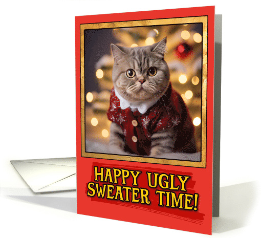 Scottish Fold Cat Ugly Sweater Christmas card (1792304)