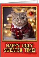 Scottish Fold Cat Ugly Sweater Christmas card