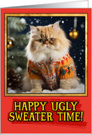 Persian Cat Ugly Sweater Christmas card