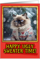 Himalayan Cat Ugly Sweater Christmas card
