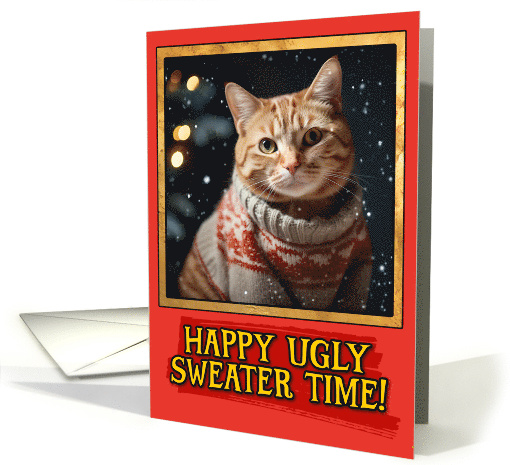 Ginger Cat Ugly Sweater Christmas card (1792318)