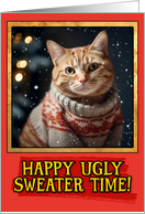 Ginger Cat Ugly Sweater Christmas card