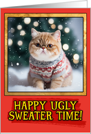 Exotic Shorthair Cat Ugly Sweater Christmas card