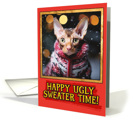 Cornish Rex Cat Ugly Sweater Christmas card (1792326)