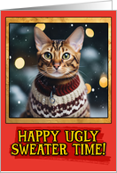 Bengal Cat Ugly Sweater Christmas card