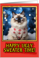 Birman Cat Ugly Sweater Christmas card