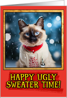 Balinese Cat Ugly Sweater Christmas card