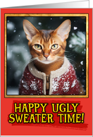 Abyssinian Cat Ugly Sweater Christmas card