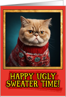 Exotic Shorthair Cat Ugly Sweater Christmas card