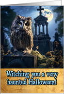 Halloween Cemetery Owl card