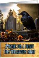 Halloween Cemetery Crow card