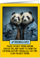 Thank You Friend Panda Bears in Denim card