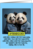 Thank You Friend Panda Bears in Denim card