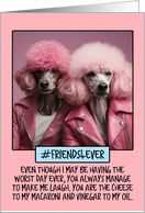 Thank You Friend Poodles in Pink Leather card