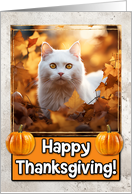 White Cat Happy Thanksgiving card