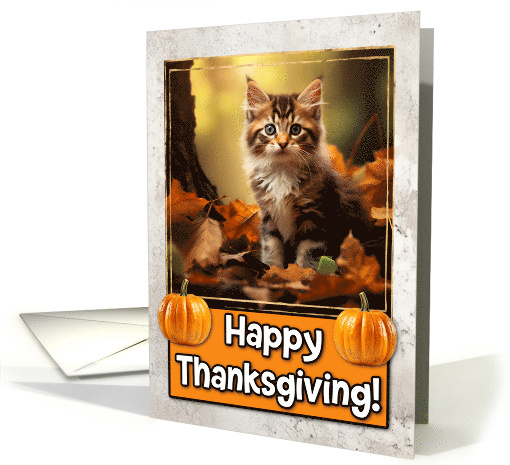 Norwegian Forrest Kitten Happy Thanksgiving card (1794324)
