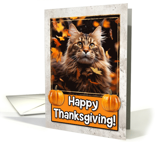 Maine Coon Cat Happy Thanksgiving card (1794330)