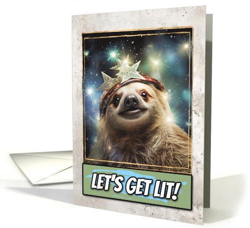 Sloth Let's get Lit Christmas card (1794970)