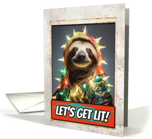 Sloth Let's get Lit Christmas card (1794972)