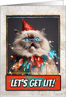 Himalayan Cat Let’s get Lit Christmas card