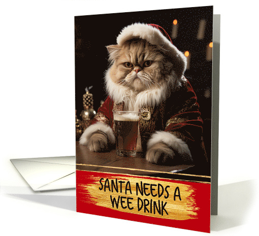 Santa Kitty Needs a Drink Humorous Christmas card (1795006)