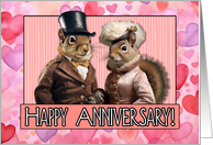 Wedding Anniversary Squirrel Bride and Groom card