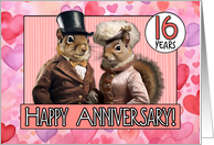 16 Years Wedding Anniversary Squirrel Bride and Groom card
