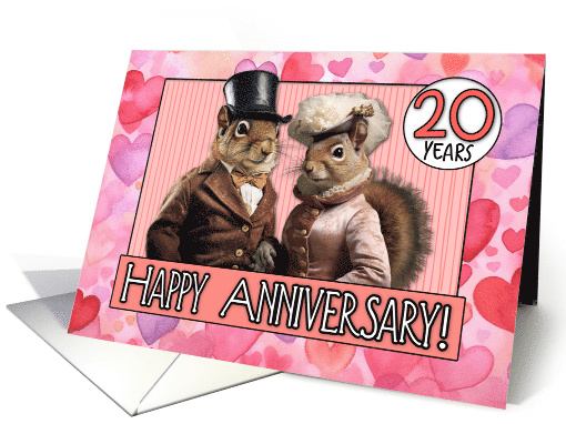 20 Years Wedding Anniversary Squirrel Bride and Groom card (1795126)