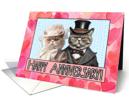 Wedding Anniversary Cat Bride and Groom card (1795142)